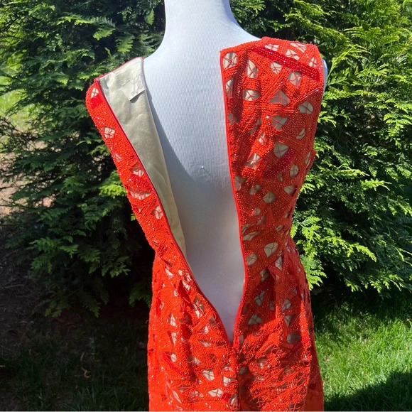 Lela Rose Silk embroidered beaded sleeveless midi dress Sz 6 - Picture 10 of 12